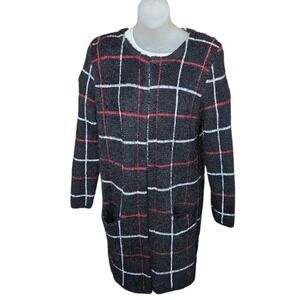 Valerie‎ Stevens Womens Plaid Cardigan Sweater Size M Preppy Academia Coatigan